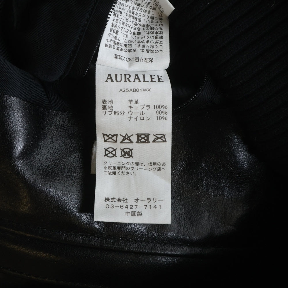 AURALEE(オーラリー) 25AW LAMB LEATHER ZIP BLOUSON A25AB01WX ラムレザー ブルゾンジャケット ブラック