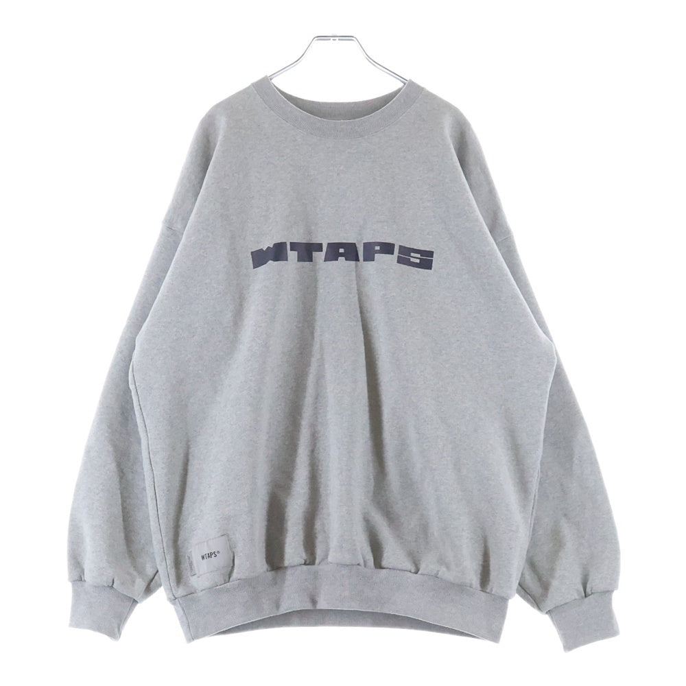 WTAPS(ダブルタップス) 25AW BRICK SWEATER ロゴ刺繍 クルーネックスウェット グレー 252ATDT-CPMO1S