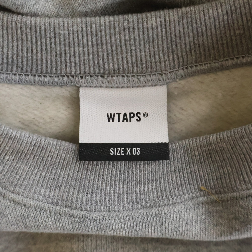 WTAPS(ダブルタップス) 25AW BRICK SWEATER ロゴ刺繍 クルーネックスウェット グレー 252ATDT-CPMO1S