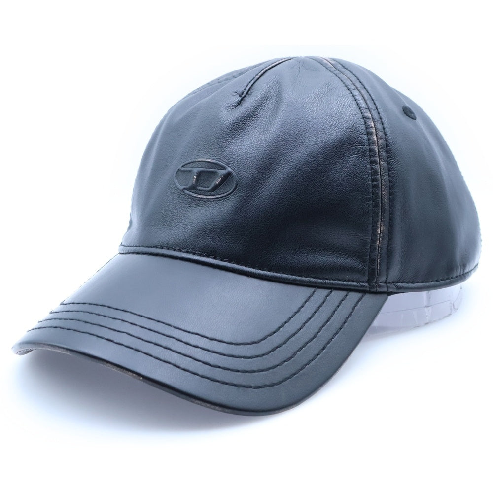 DIESEL(ディーゼル) オールレザー ベースボールキャップ Dロゴ C-HEATHER A19449 0LHBE 900 ブラック