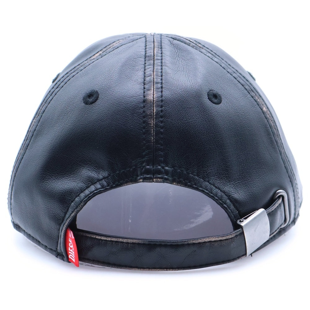 DIESEL(ディーゼル) オールレザー ベースボールキャップ Dロゴ C-HEATHER A19449 0LHBE 900 ブラック