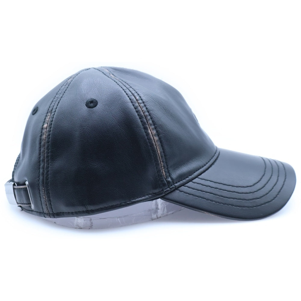 DIESEL(ディーゼル) オールレザー ベースボールキャップ Dロゴ C-HEATHER A19449 0LHBE 900 ブラック