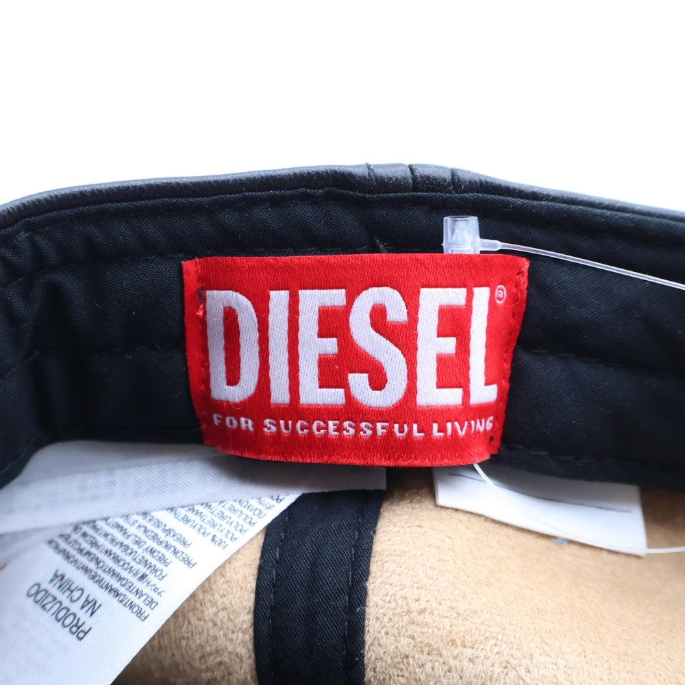 DIESEL(ディーゼル) オールレザー ベースボールキャップ Dロゴ C-HEATHER A19449 0LHBE 900 ブラック