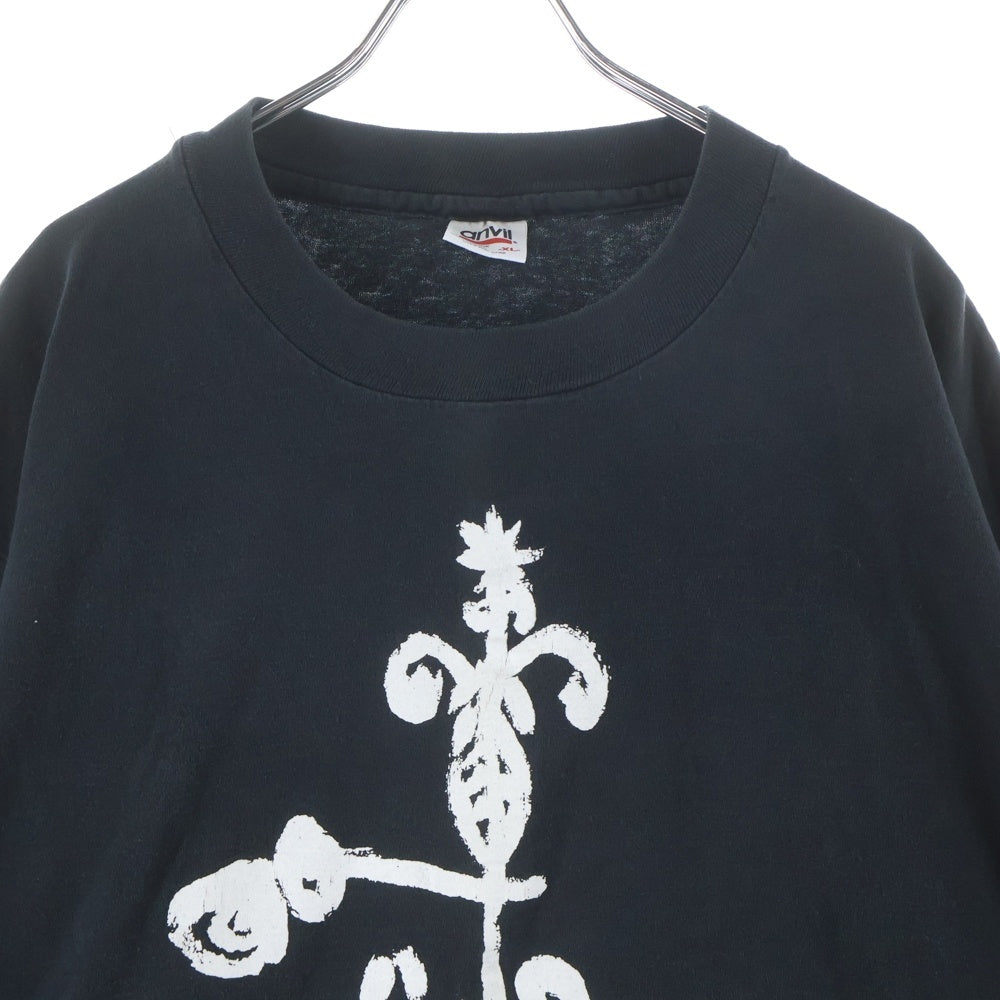 VINTAGE(ヴィンテージ) 90s The Rolling Stones anvilタグ ローリングストーンズ 両面プリント クルーネック 長袖Tシャツ ブラック