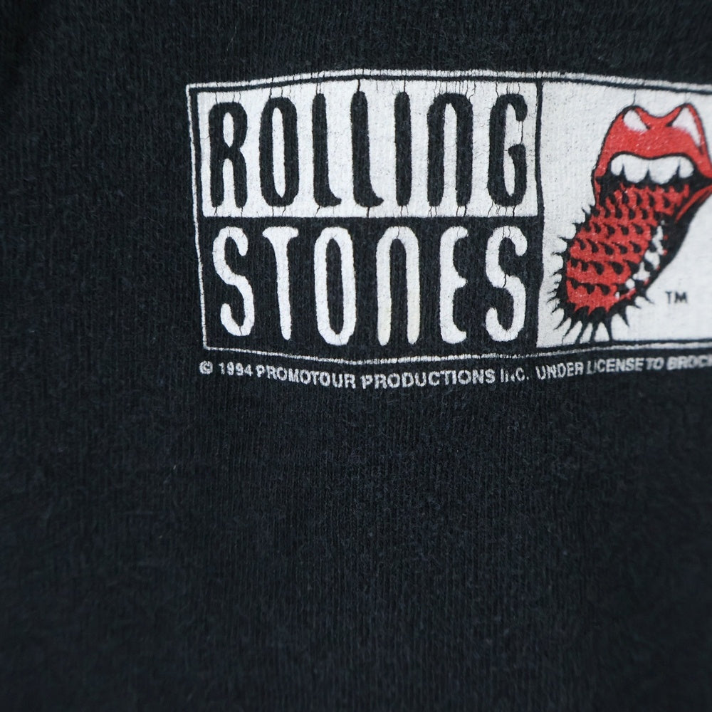 VINTAGE(ヴィンテージ) 90s The Rolling Stones anvilタグ ローリングストーンズ 両面プリント クルーネック 長袖Tシャツ ブラック