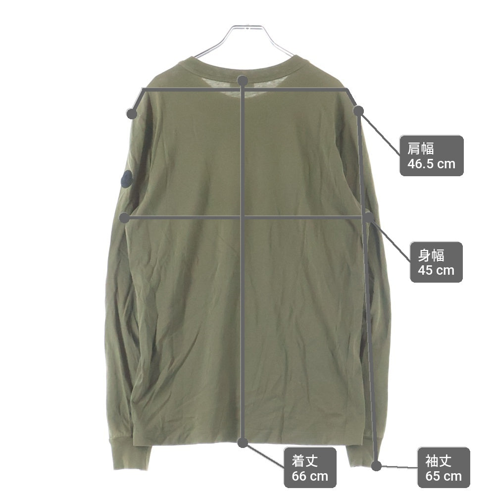 MONCLER(モンクレール) MAGLIA MANICA LUNGA フロントプリントデザイン 袖ロゴワッペン ロングスリーブカットソー 長袖Tシャツ カーキ I20918D00009 89A17
