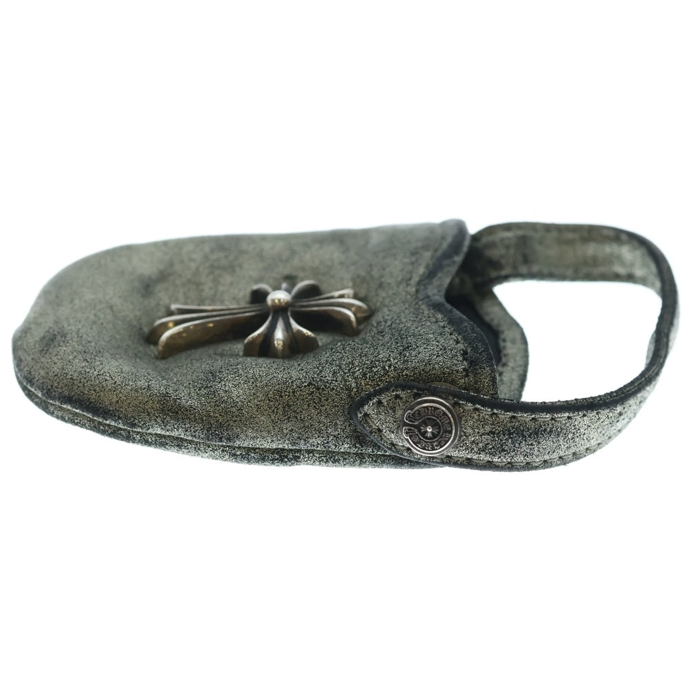CHROME HEARTS(クロムハーツ) PHONE POUCH W/CH CROSS スモールCHクロス レザーフォンポーチ シルバー