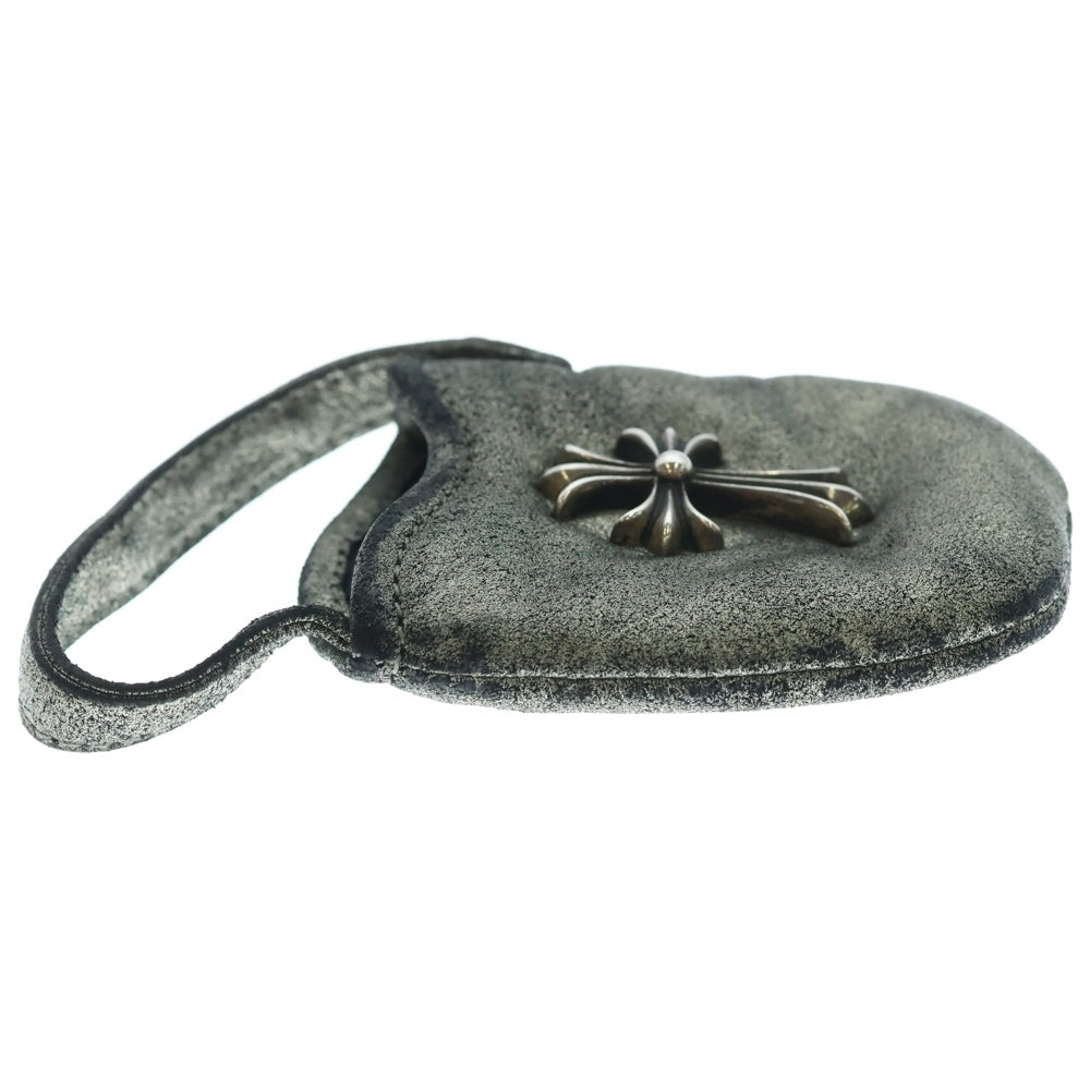 CHROME HEARTS(クロムハーツ) PHONE POUCH W/CH CROSS スモールCHクロス レザーフォンポーチ シルバー
