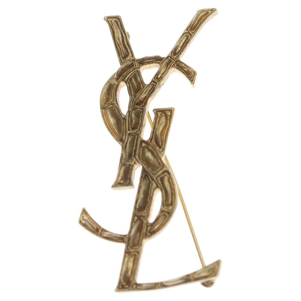 SAINT LAURENT PARIS(サンローランパリ) YSL ロゴ ブローチ カサンドラ ピンバッジ ゴールド GP レディース