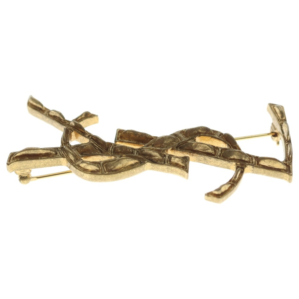 SAINT LAURENT PARIS(サンローランパリ) YSL ロゴ ブローチ カサンドラ ピンバッジ ゴールド GP レディース