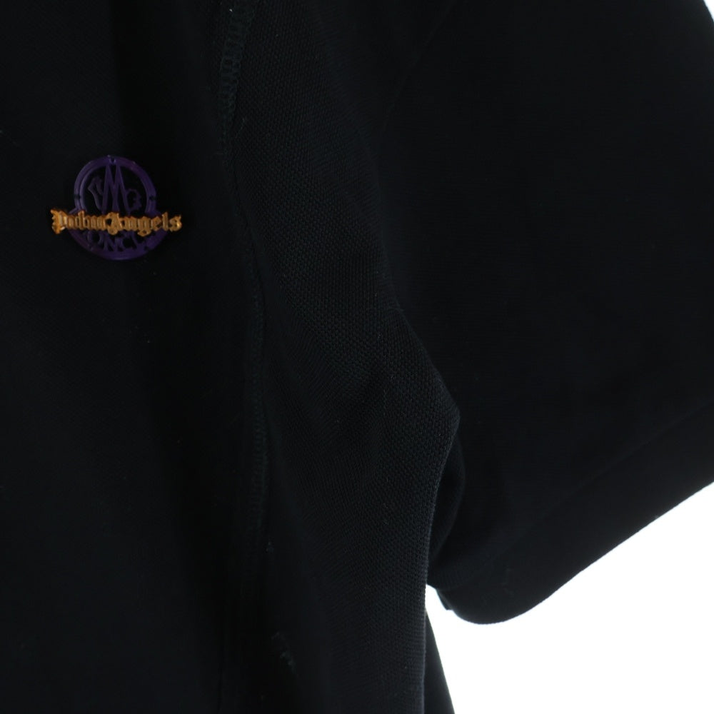 MONCLER(モンクレール) 19AW ×Palm Angels MAGLIA POLO MANICA CORTA メタルロゴ ハーフジップ 半袖シャツ ブラック E209L8300080 84556