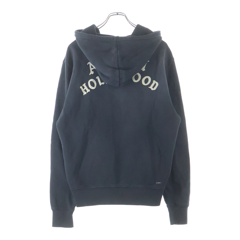 AMIRI(アミリ) 25AW HOLLYWOOD ハリウッド 胸ロゴ バックデザイン ダブルジップ パーカー ブラック SRAMJYHD1132SMRBC00