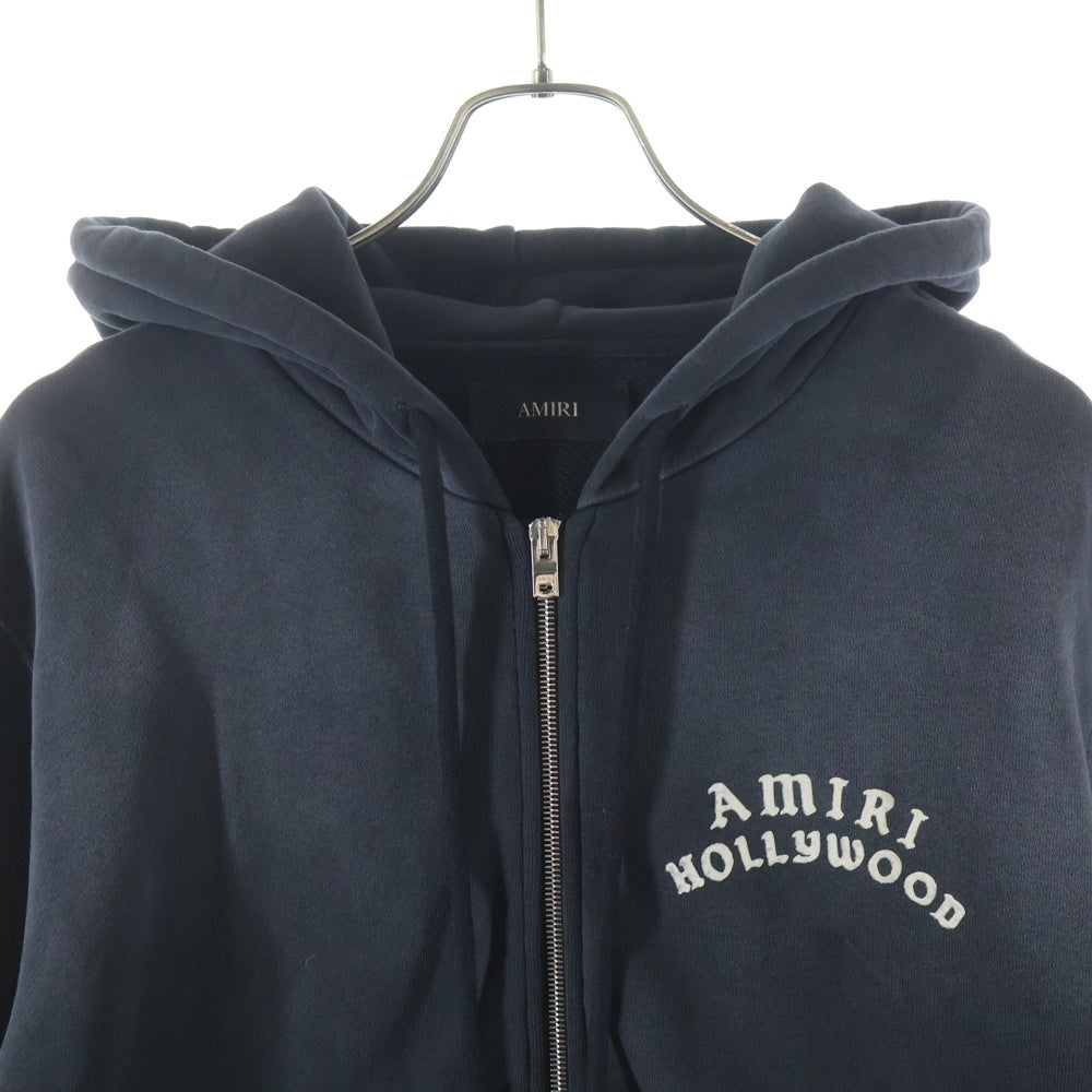 AMIRI(アミリ) 25AW HOLLYWOOD ハリウッド 胸ロゴ バックデザイン ダブルジップ パーカー ブラック SRAMJYHD1132SMRBC00