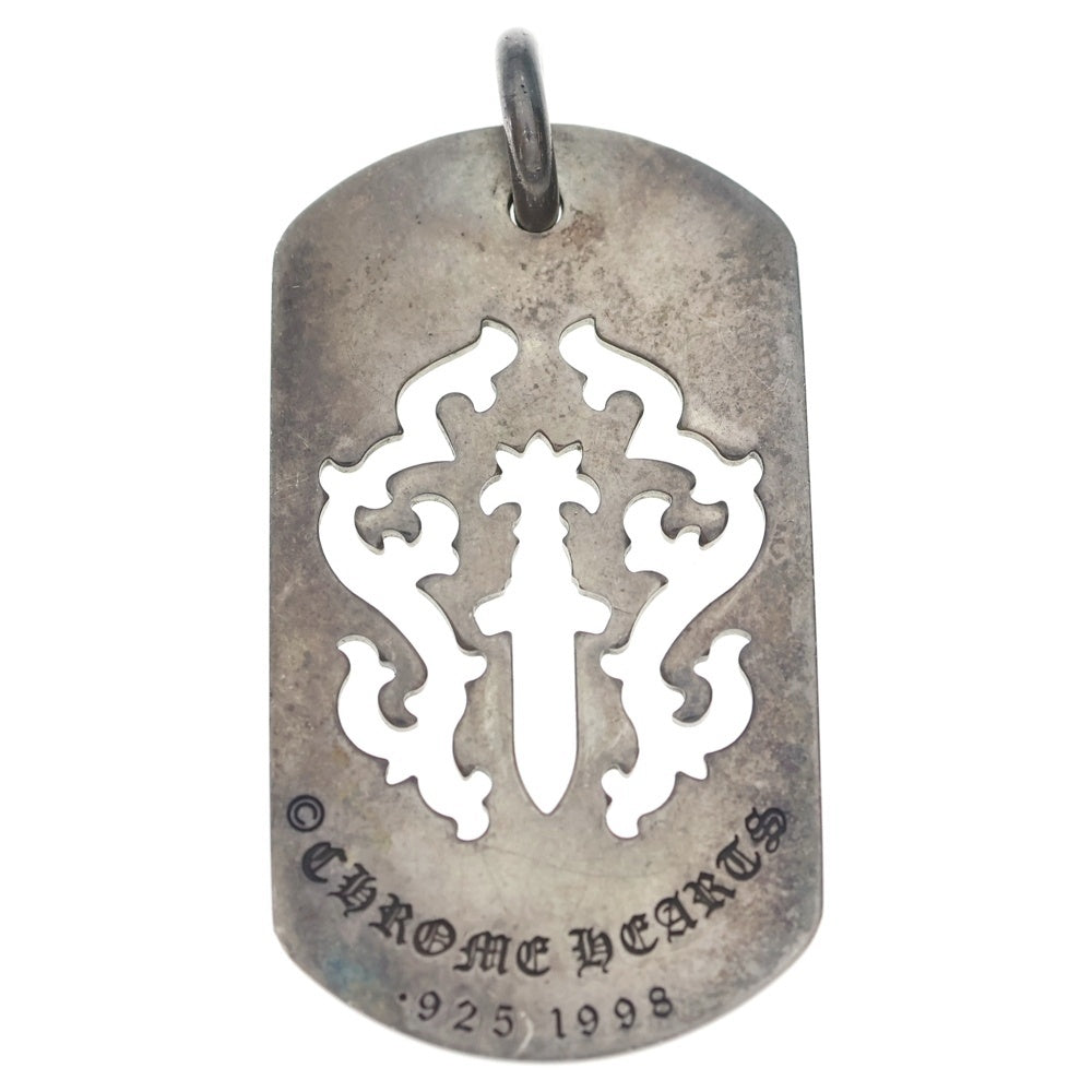 CHROME HEARTS(クロムハーツ) D TAG LRG DAGGER ヴァインダガーカットアウトドッグタグ ラージ ペンダントトップ シルバー BCA240