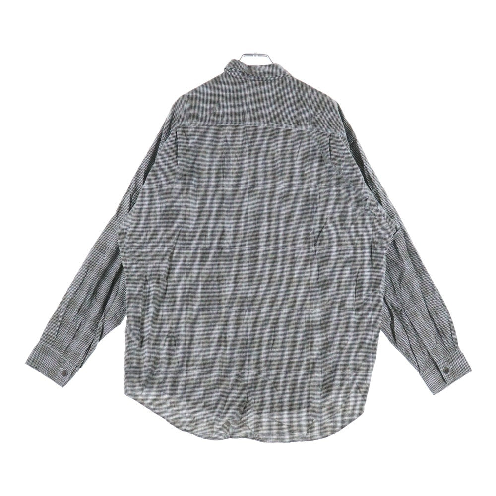 NO BRAND(ノーブランド) HEALTH チェックシャツ 長袖シャツ 千鳥格子 ブラック/ホワイト