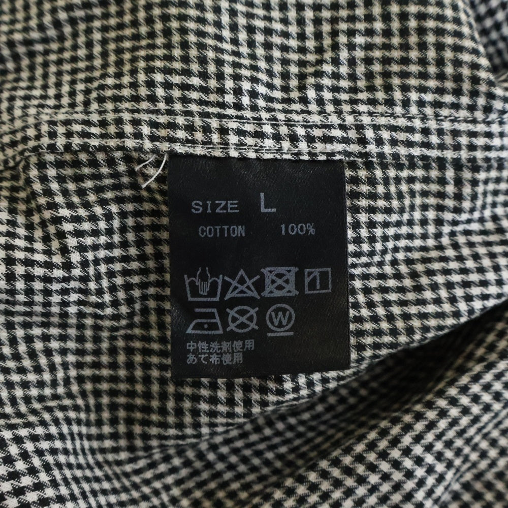 NO BRAND(ノーブランド) HEALTH チェックシャツ 長袖シャツ 千鳥格子 ブラック/ホワイト
