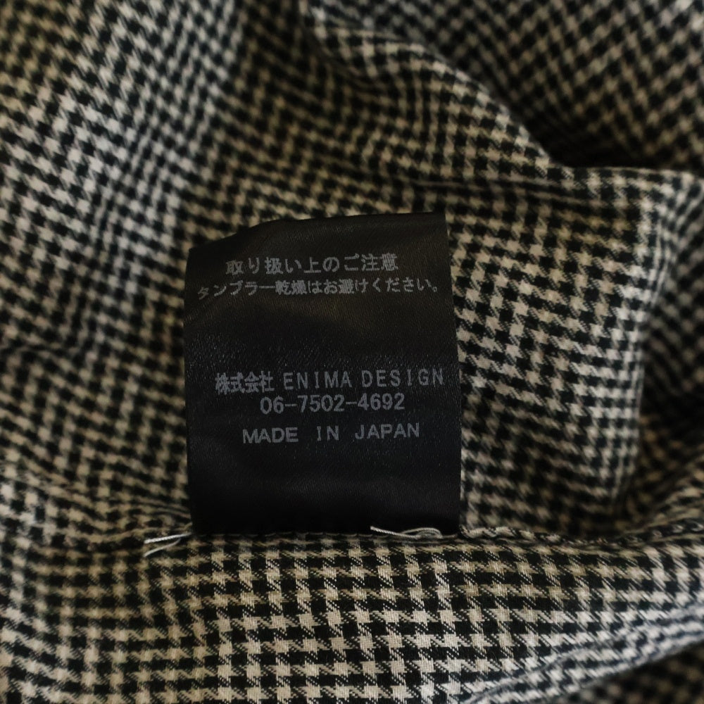 NO BRAND(ノーブランド) HEALTH チェックシャツ 長袖シャツ 千鳥格子 ブラック/ホワイト