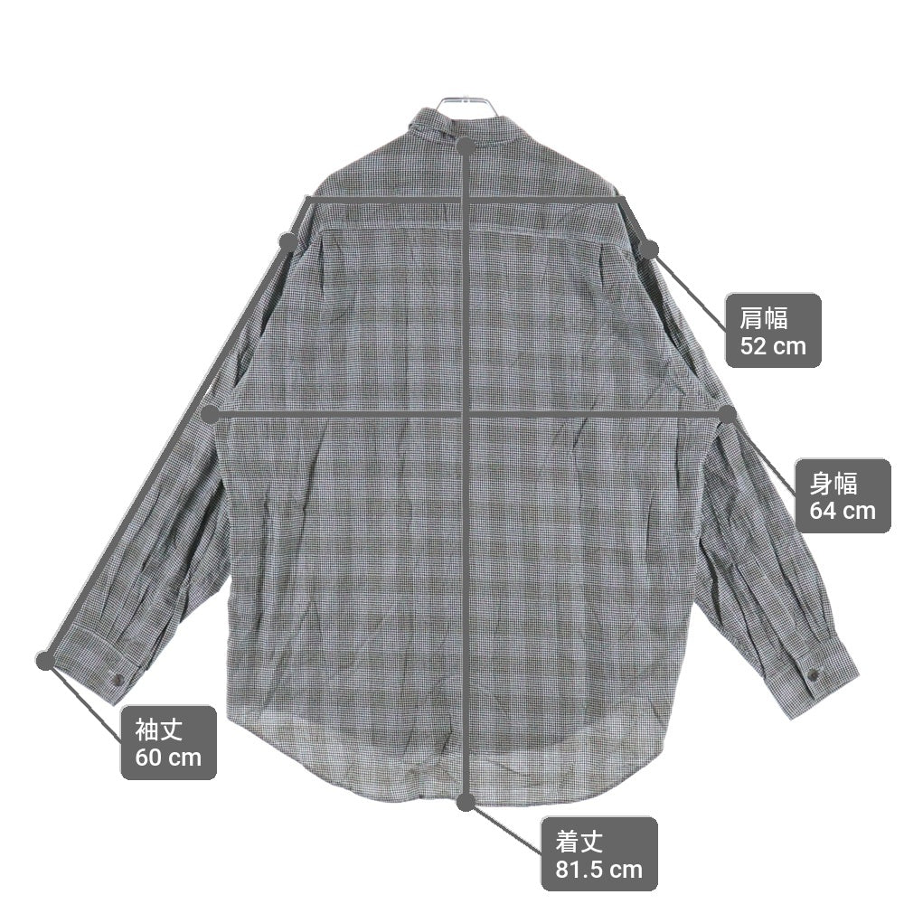 NO BRAND(ノーブランド) HEALTH チェックシャツ 長袖シャツ 千鳥格子 ブラック/ホワイト