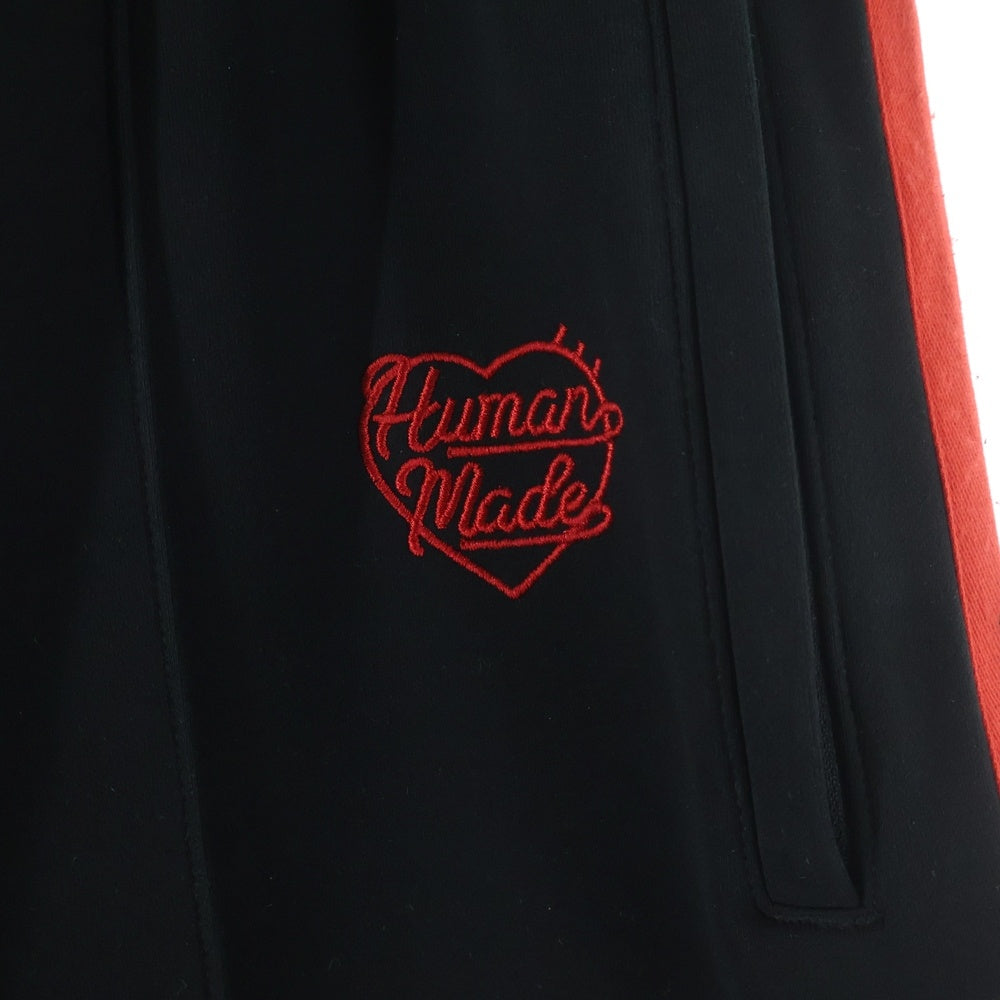 HUMAN MADE(ヒューマンメイド) 24SS TRACK PANTS ロゴ刺繍 サイドライン トラックパンツ ブラック/レッド HM27PT016