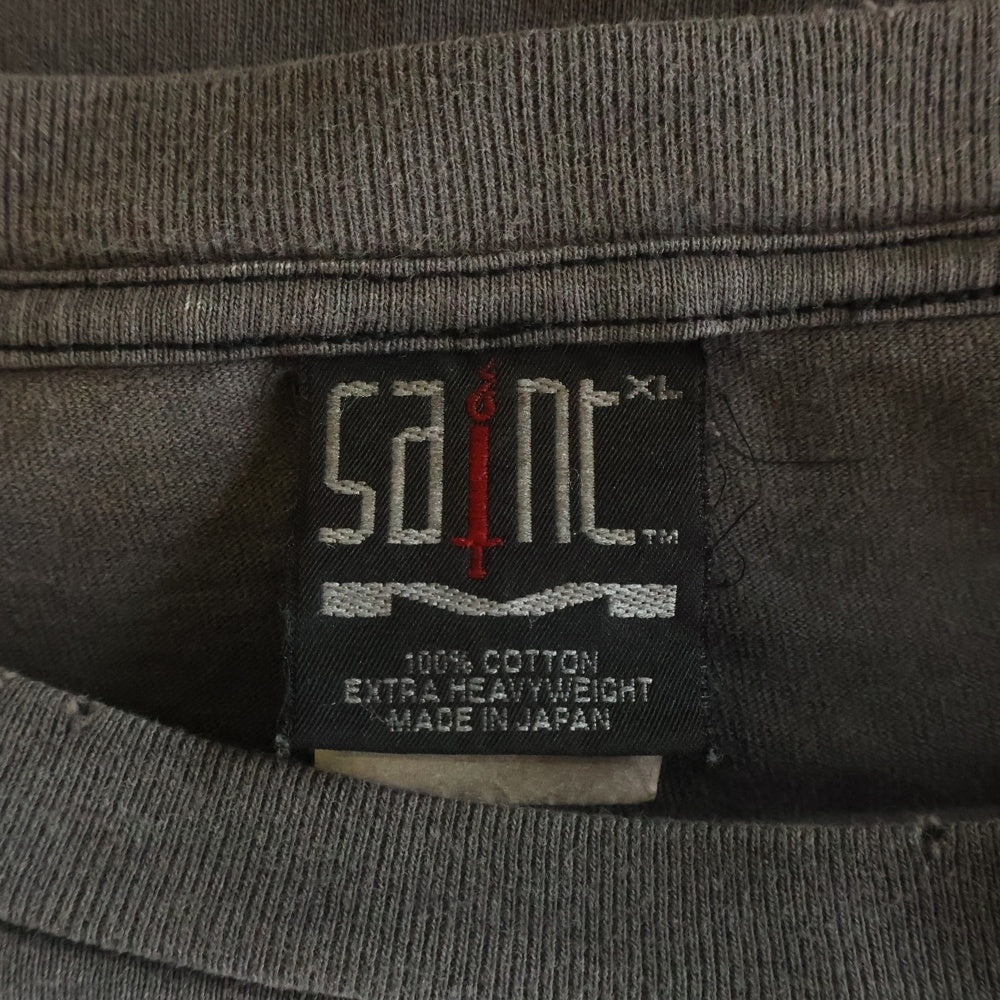 SAINT MICHAEL(セントマイケル) 23SS ST SYSTEM S/S Tee フロントプリント クルーネック 半袖Tシャツ チャコールグレー SM-S23-0000-006