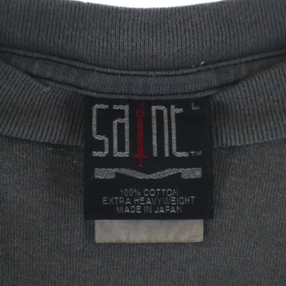 SAINT MICHAEL(セントマイケル) 23AW 1st drop Confidence S/S Tee フロントロゴプリント クルーネック 半袖Tシャツ チャコールグレー SM-A23-0000-003
