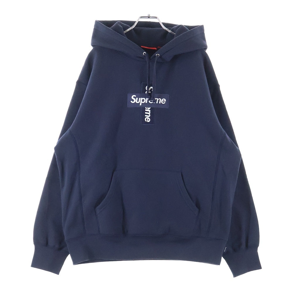SUPREME(シュプリーム) 20AW Cross box logo Hooded Sweat Shirts クロスボックスロゴ フーデッド シャツ プルオーバーパーカー ネイビー