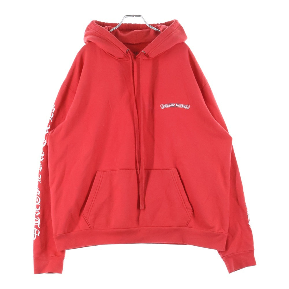 CHROME HEARTS(クロムハーツ) SWTSHRT PLVR バックスクロールラベルプリント アームプリント スウェットプルオーバーパーカー フーディー レッド