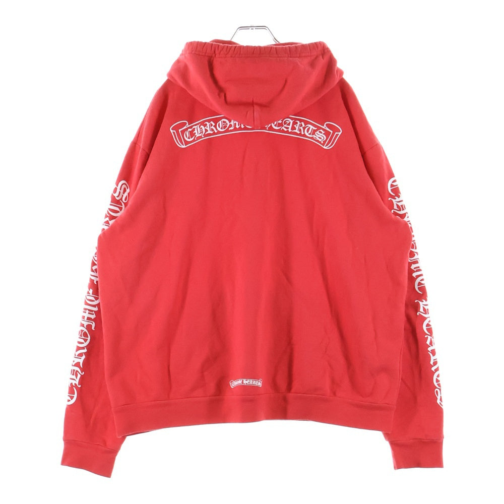 CHROME HEARTS(クロムハーツ) SWTSHRT PLVR バックスクロールラベルプリント アームプリント スウェットプルオーバーパーカー フーディー レッド