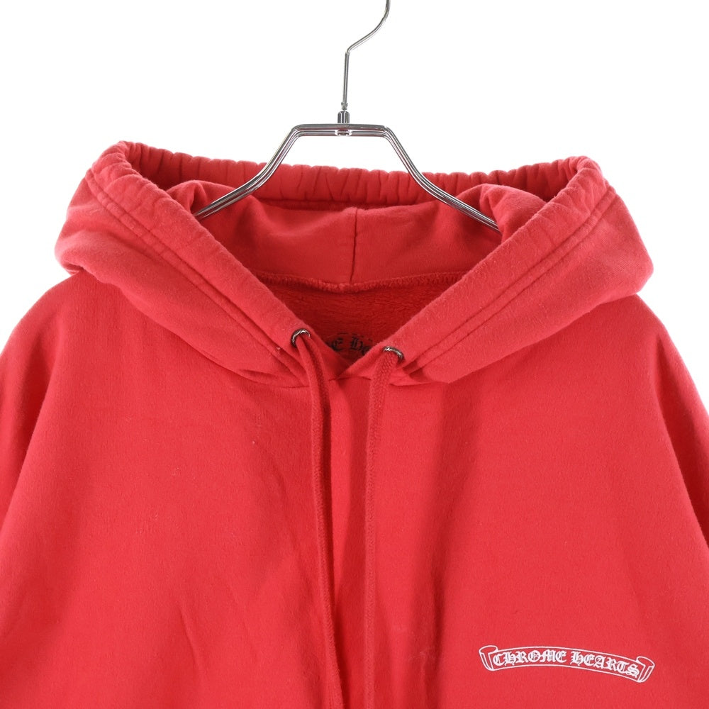 CHROME HEARTS(クロムハーツ) SWTSHRT PLVR バックスクロールラベルプリント アームプリント スウェットプルオーバーパーカー フーディー レッド