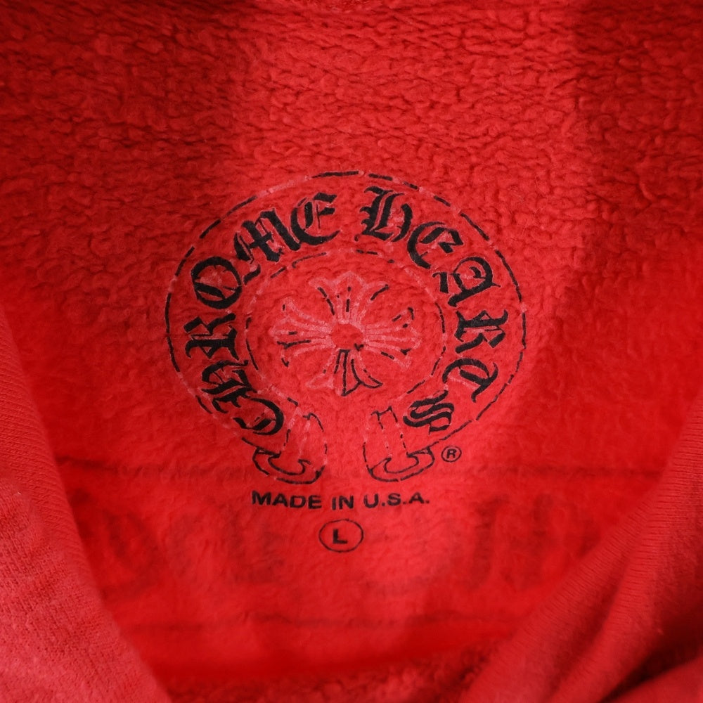CHROME HEARTS(クロムハーツ) SWTSHRT PLVR バックスクロールラベルプリント アームプリント スウェットプルオーバーパーカー フーディー レッド