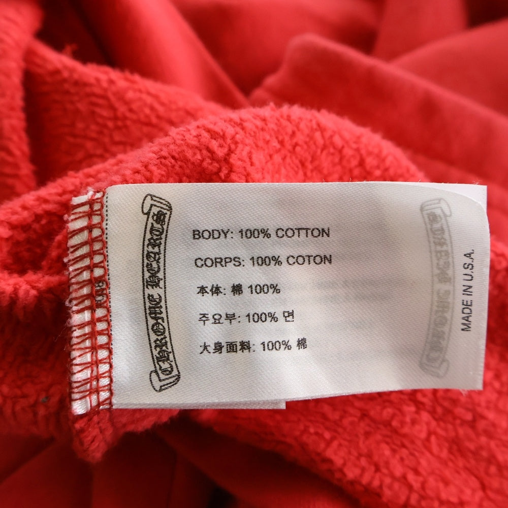 CHROME HEARTS(クロムハーツ) SWTSHRT PLVR バックスクロールラベルプリント アームプリント スウェットプルオーバーパーカー フーディー レッド