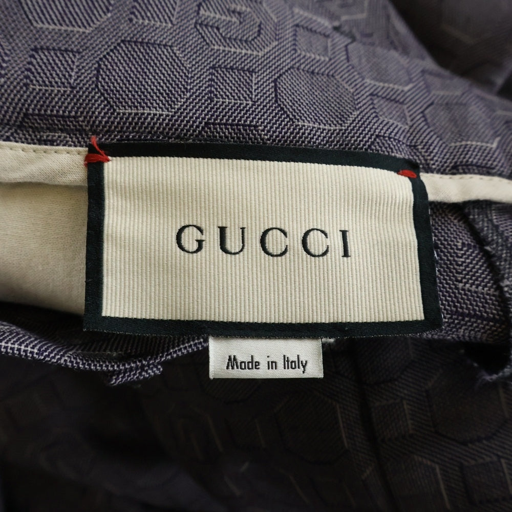 GUCCI(グッチ) ウール 総柄 スラックスパンツ パープル 630426 ZAEF0