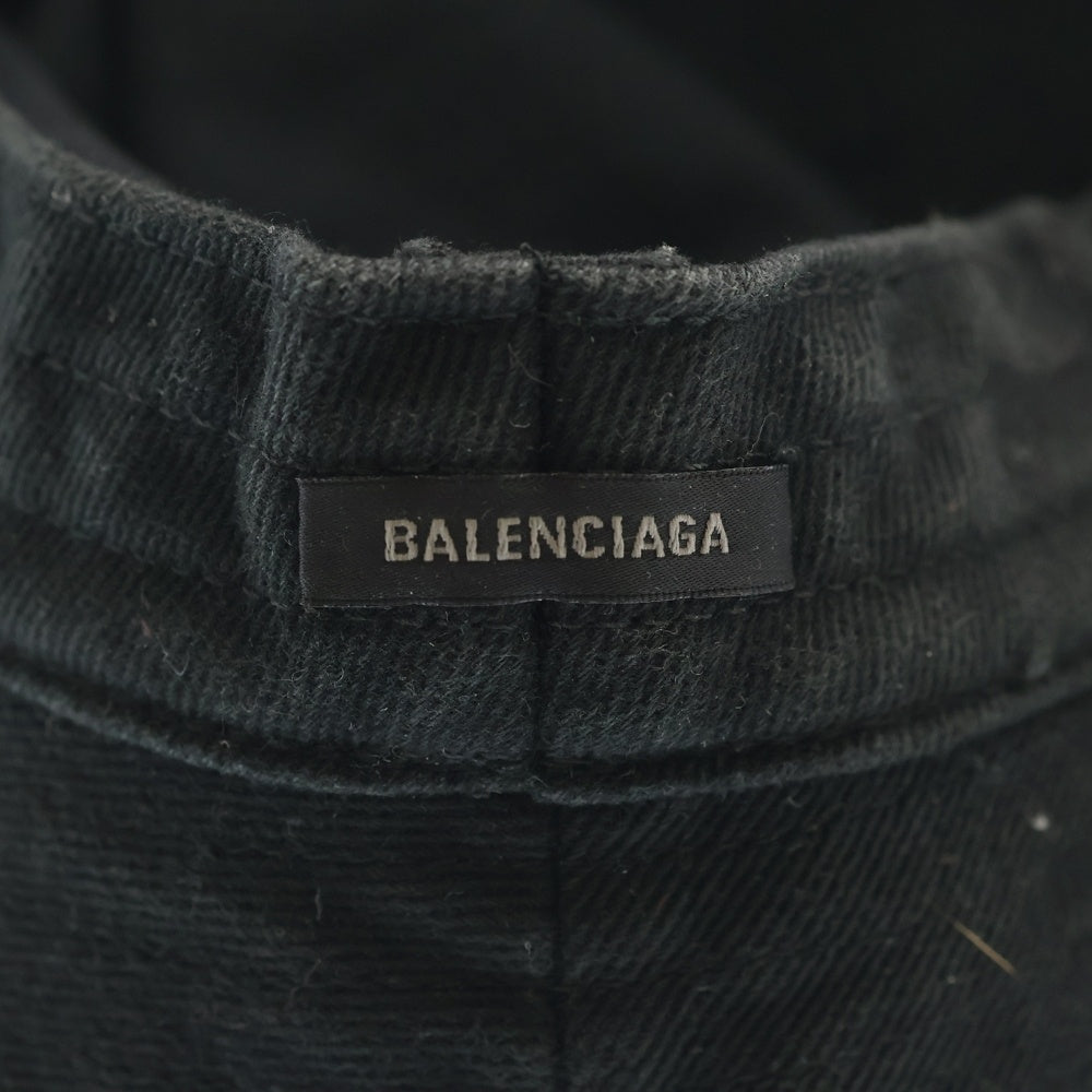 BALENCIAGA(バレンシアガ) ロゴエンブロイダリー ダメージ加工 バケットハット ブラック 766865 410B2