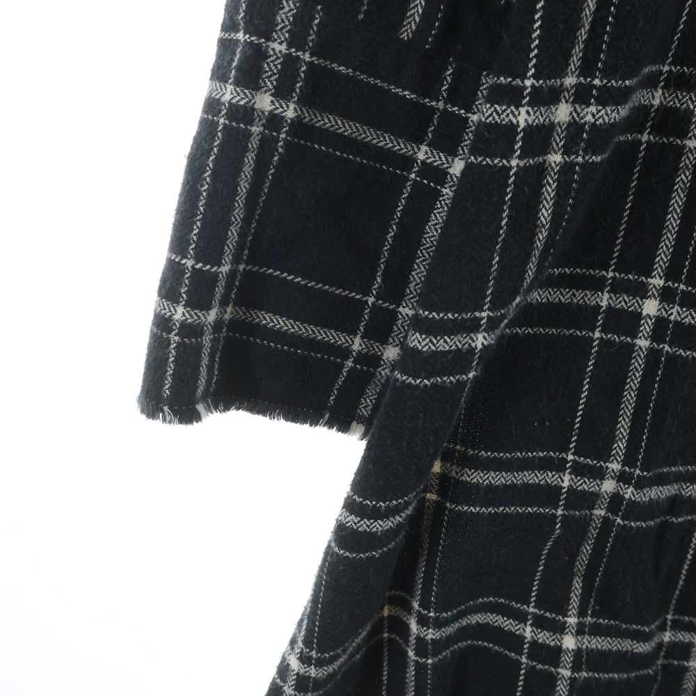 GREG LAUREN(グレッグローレン) BLACK PLAID LONG KIMONO ブラックプレイドロングキモノ チェックロングジャケットコート ブラック/インディゴ