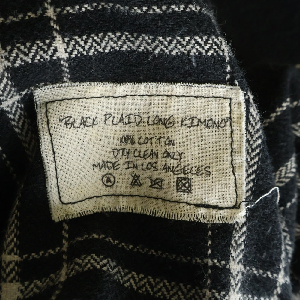 GREG LAUREN(グレッグローレン) BLACK PLAID LONG KIMONO ブラックプレイドロングキモノ チェックロングジャケットコート ブラック/インディゴ