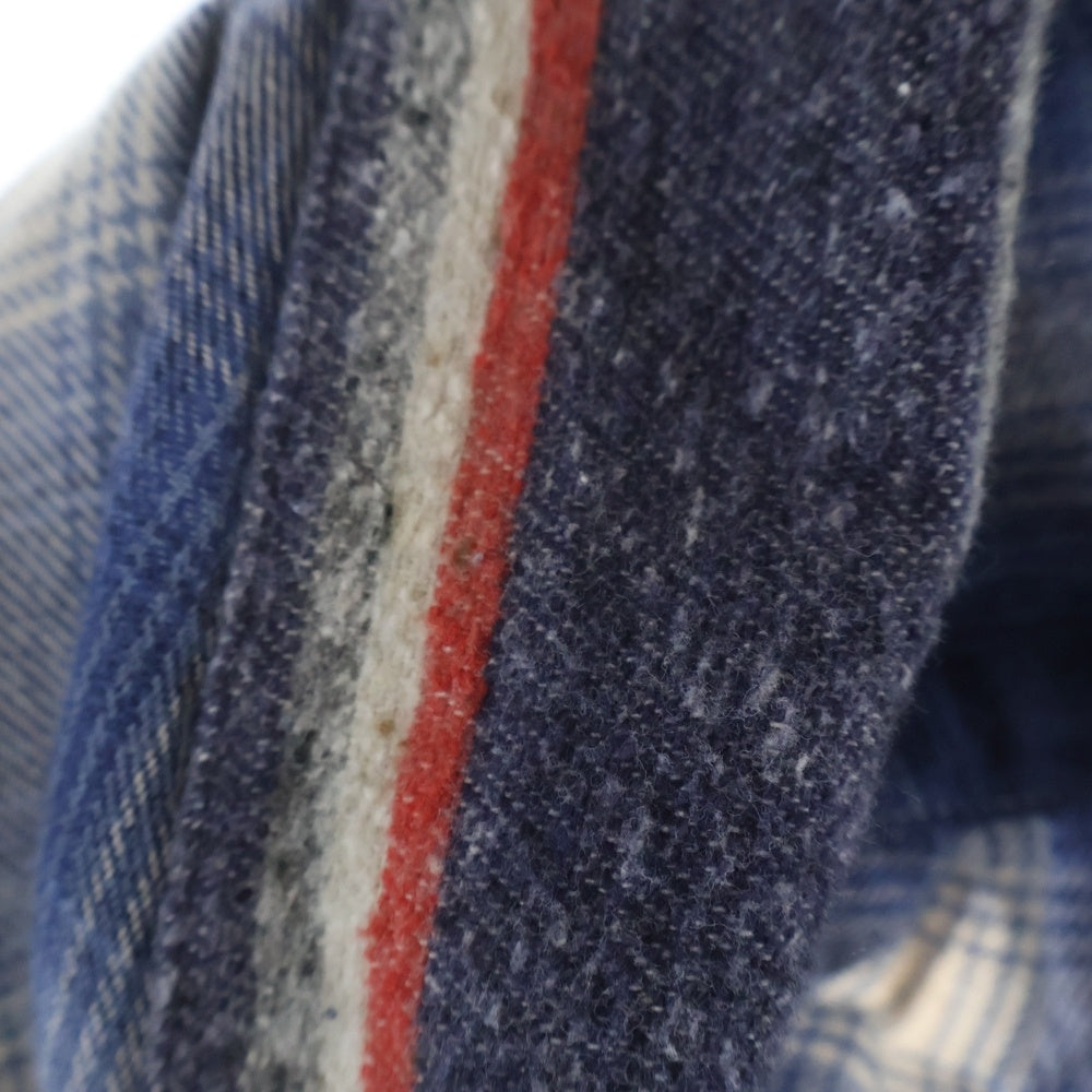 GREG LAUREN(グレッグローレン) BRANKET STRIPE KIMONO ブランケットストライプキモノ チェック 長袖シャツカーディガン ブルー