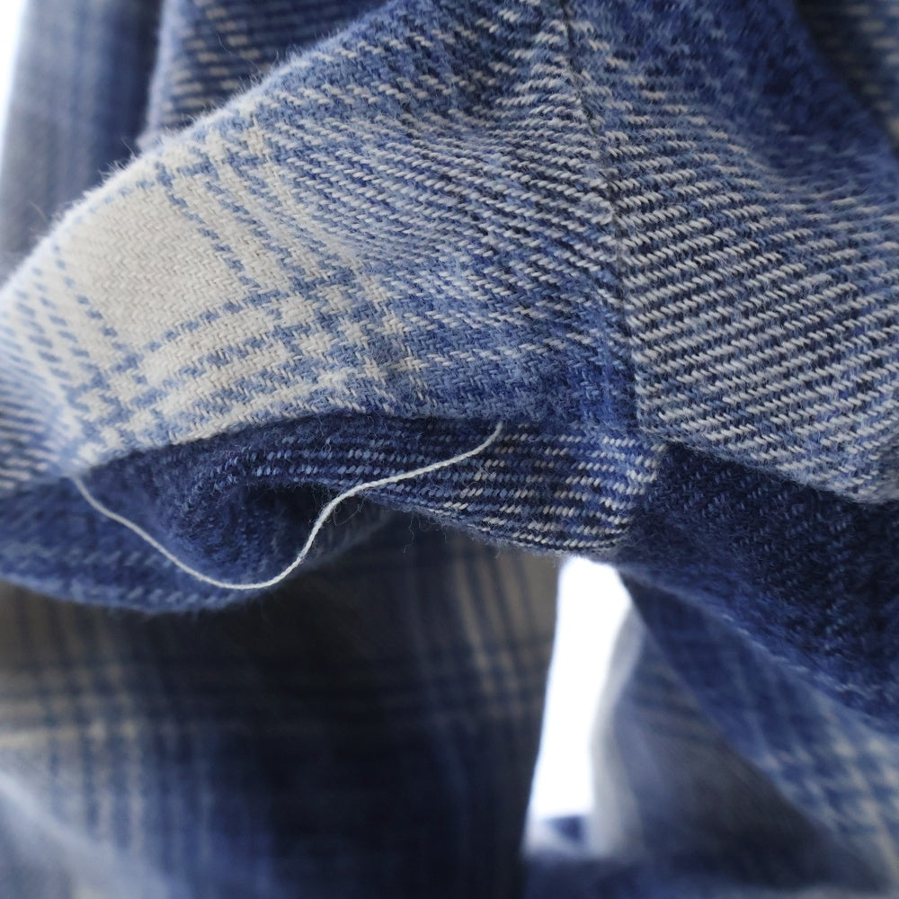 GREG LAUREN(グレッグローレン) BRANKET STRIPE KIMONO ブランケットストライプキモノ チェック 長袖シャツカーディガン ブルー