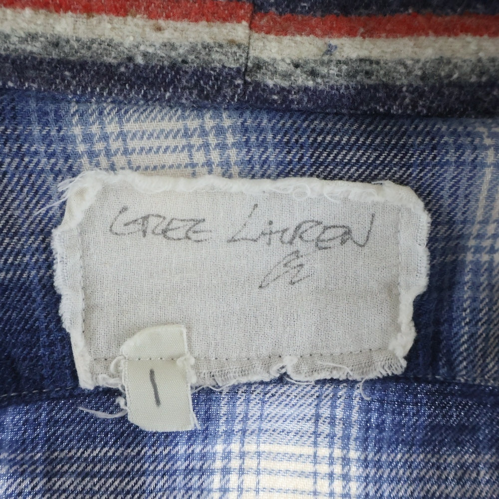GREG LAUREN(グレッグローレン) BRANKET STRIPE KIMONO ブランケットストライプキモノ チェック 長袖シャツカーディガン ブルー