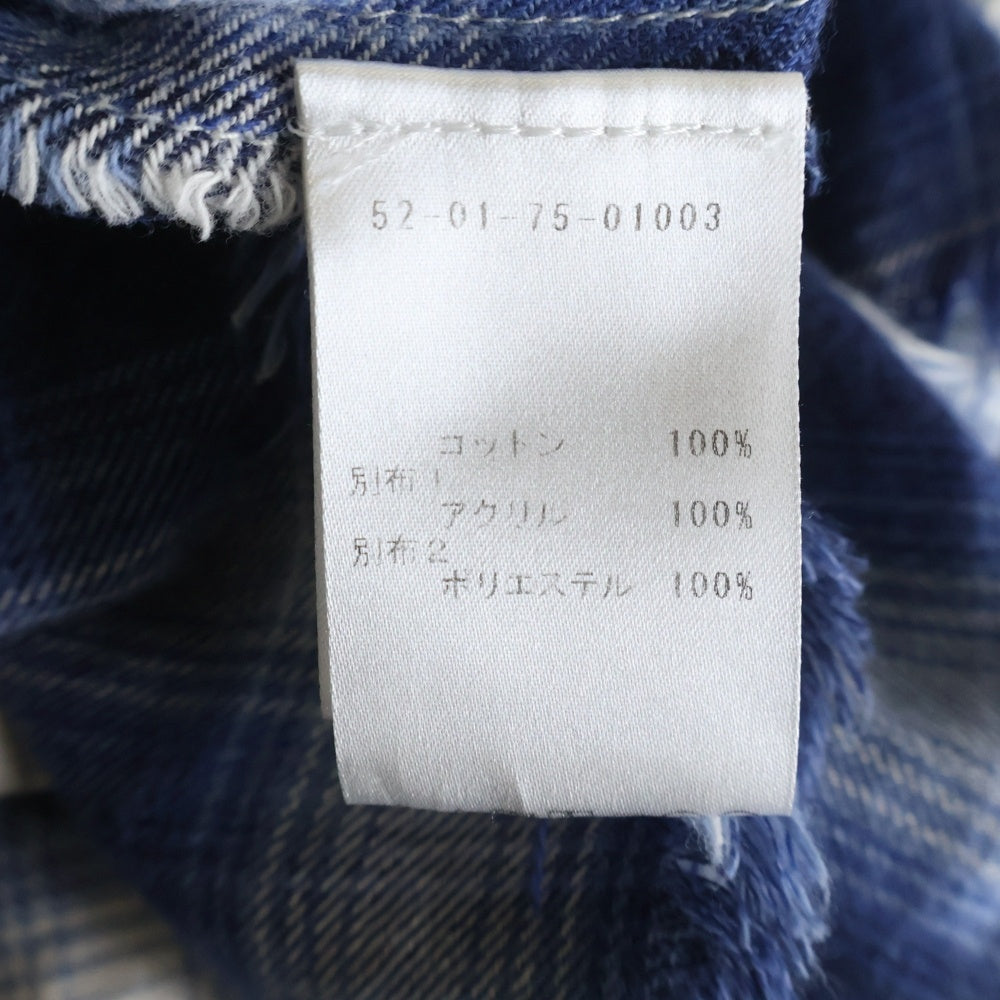 GREG LAUREN(グレッグローレン) BRANKET STRIPE KIMONO ブランケットストライプキモノ チェック 長袖シャツカーディガン ブルー