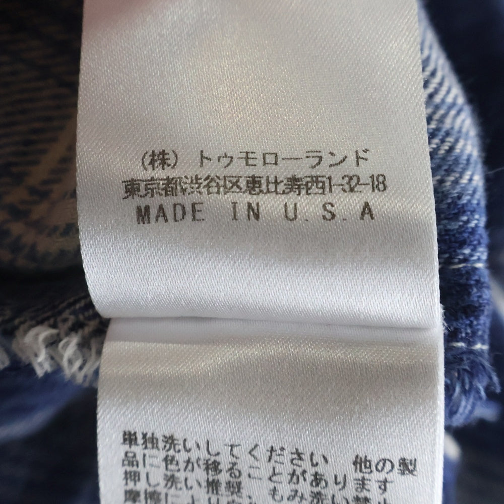 GREG LAUREN(グレッグローレン) BRANKET STRIPE KIMONO ブランケットストライプキモノ チェック 長袖シャツカーディガン ブルー