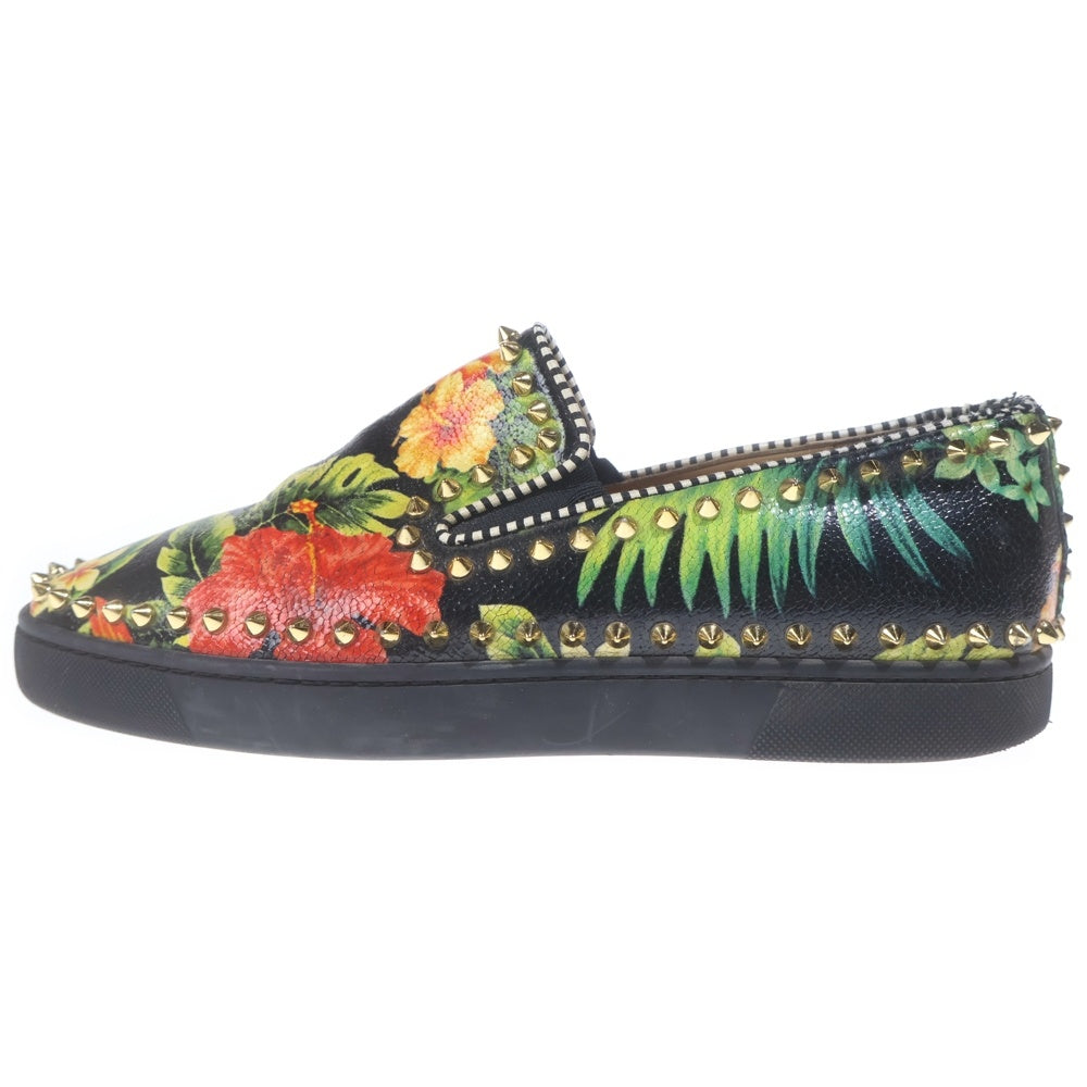 CHRISTIAN LOUBOUTIN(クリスチャンルブタン) ハワイアンフラワー総柄 スタッズ スリッポン マルチカラー