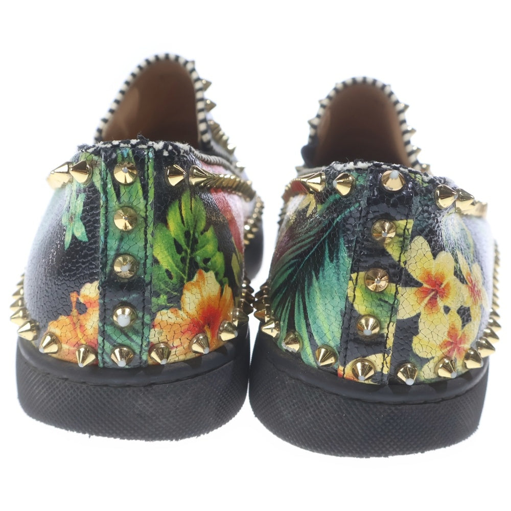 CHRISTIAN LOUBOUTIN(クリスチャンルブタン) ハワイアンフラワー総柄 スタッズ スリッポン マルチカラー