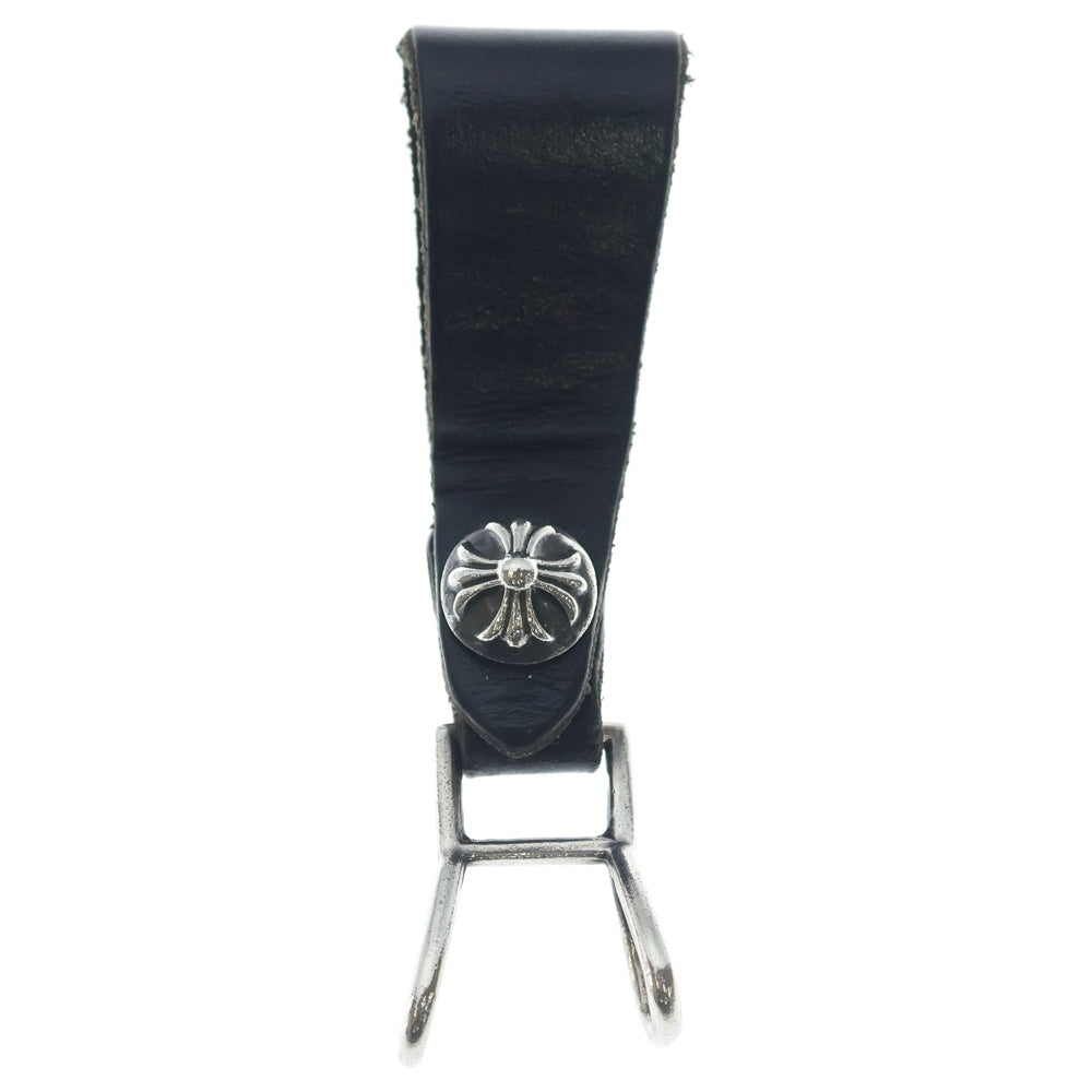 CHROME HEARTS(クロムハーツ) BELT LOOP クロスボールボタンレザーベルトループ シルバー/ブラック BCA397