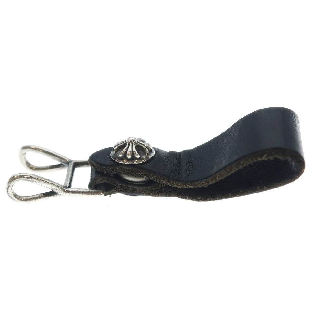 CHROME HEARTS(クロムハーツ) BELT LOOP クロスボールボタンレザーベルトループ シルバー/ブラック BCA397
