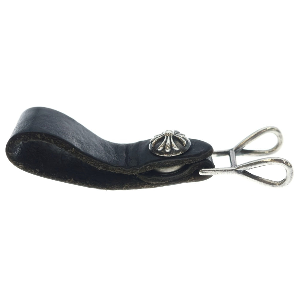 CHROME HEARTS(クロムハーツ) BELT LOOP クロスボールボタンレザーベルトループ シルバー/ブラック BCA397
