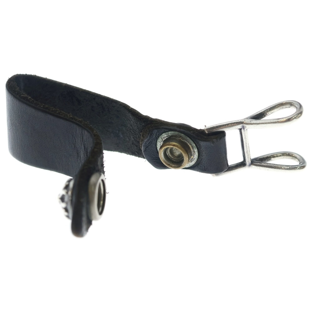 CHROME HEARTS(クロムハーツ) BELT LOOP クロスボールボタンレザーベルトループ シルバー/ブラック BCA397