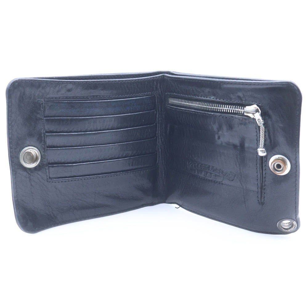 CHROME HEARTS(クロムハーツ) 1SNAP 1スナップ クロス ボールボタン レザーウォレット 財布 ブラック