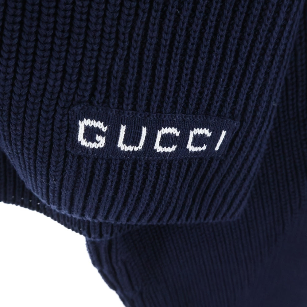 GUCCI(グッチ) 24SS Chunky Rib Cotton Polo Shirts コットン ニット ポロシャツ ブルー 786464 XKD25 レディース