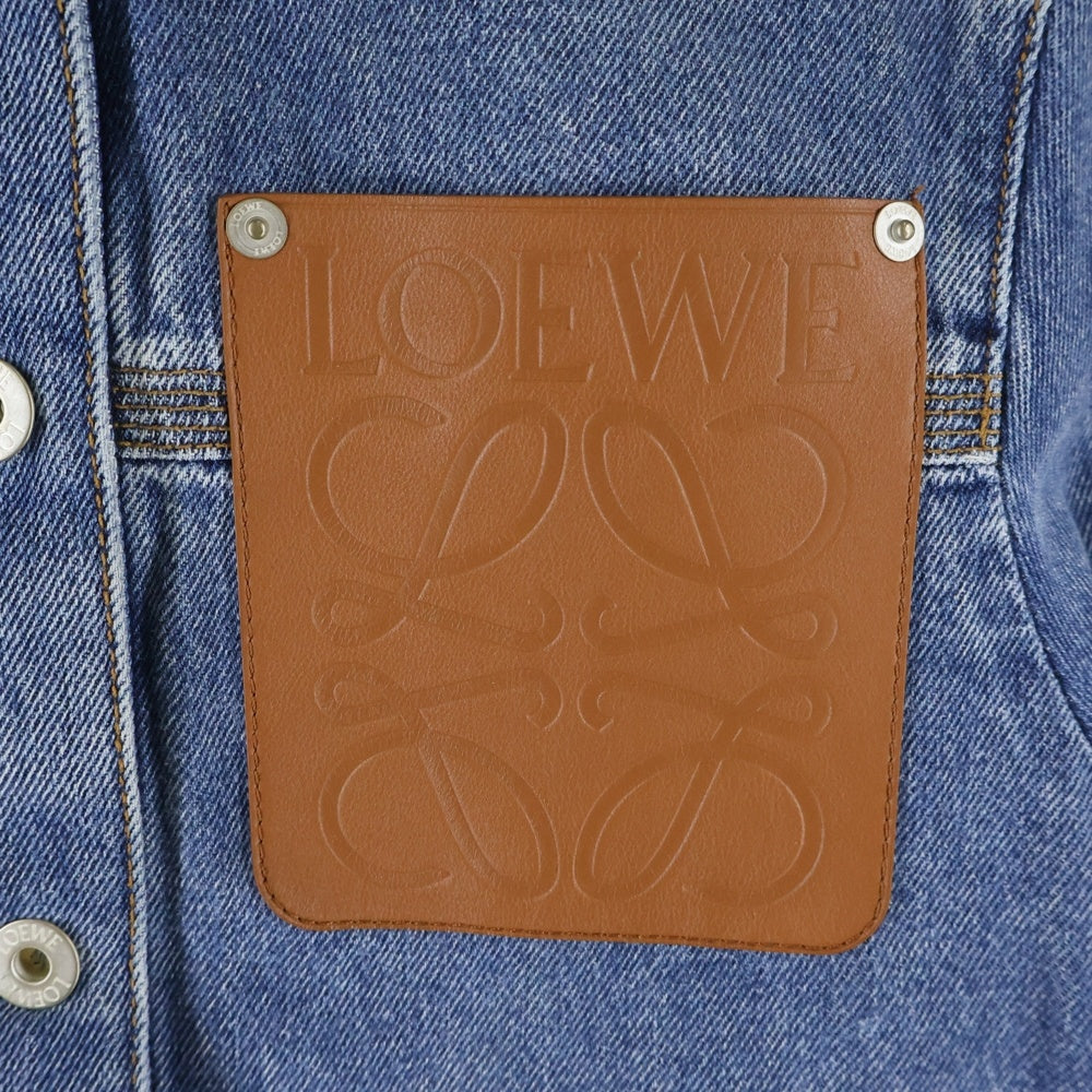 LOEWE(ロエベ) アナグラムレザーパッチ デニム ワークジャケット インディゴ S359Y50X55