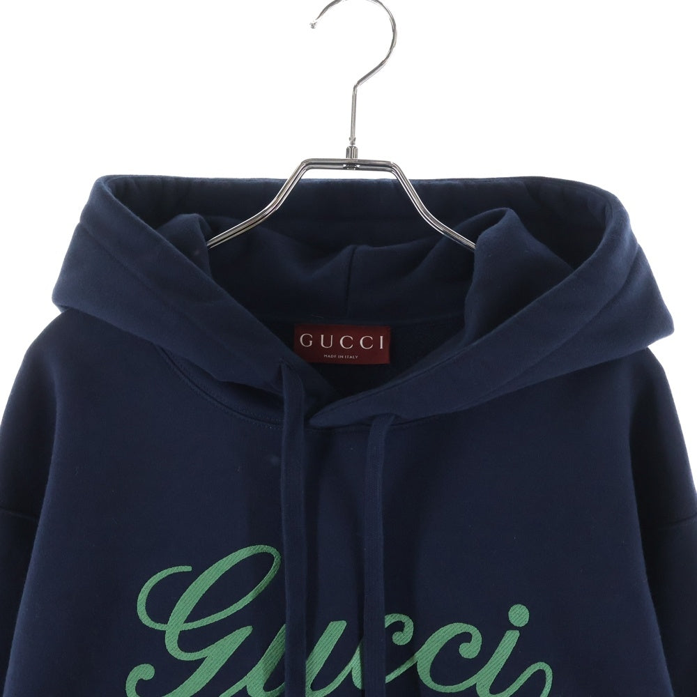 GUCCI グッチ ロゴ刺繍 プルオーバーパーカー ネイビー 788771 XJGQK GUCCI(グッチ) ロゴ刺繍 プルオーバーパーカー ネイビー 788771 XJGQK